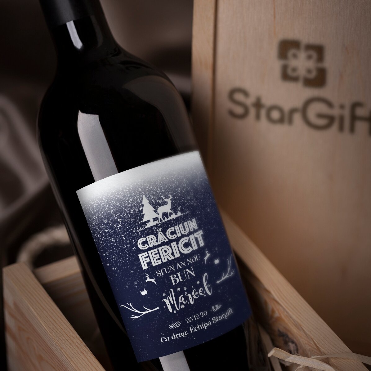 Vino personalizzato con scritta - Snowing night