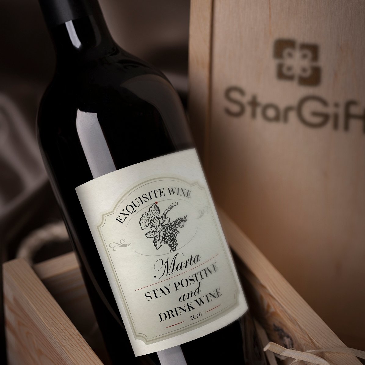 Vino personalizzato con scritta - Stay positive and drink wine