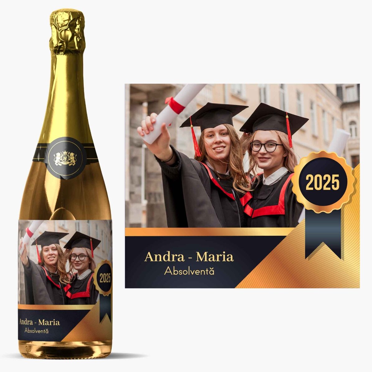 Spumante personalizzato con messaggio e foto - Laurea