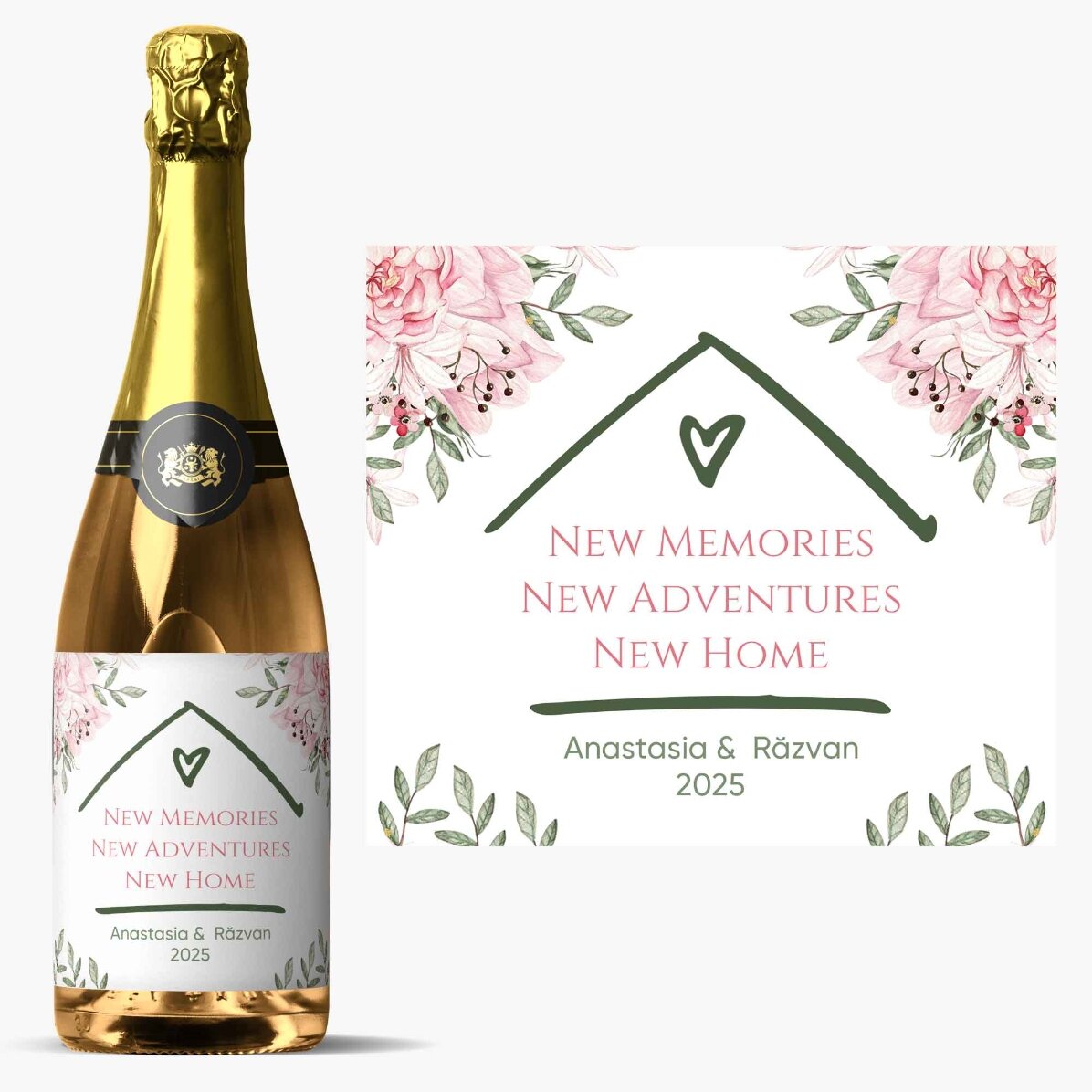 Spumante personalizzato con messaggio - New Home
