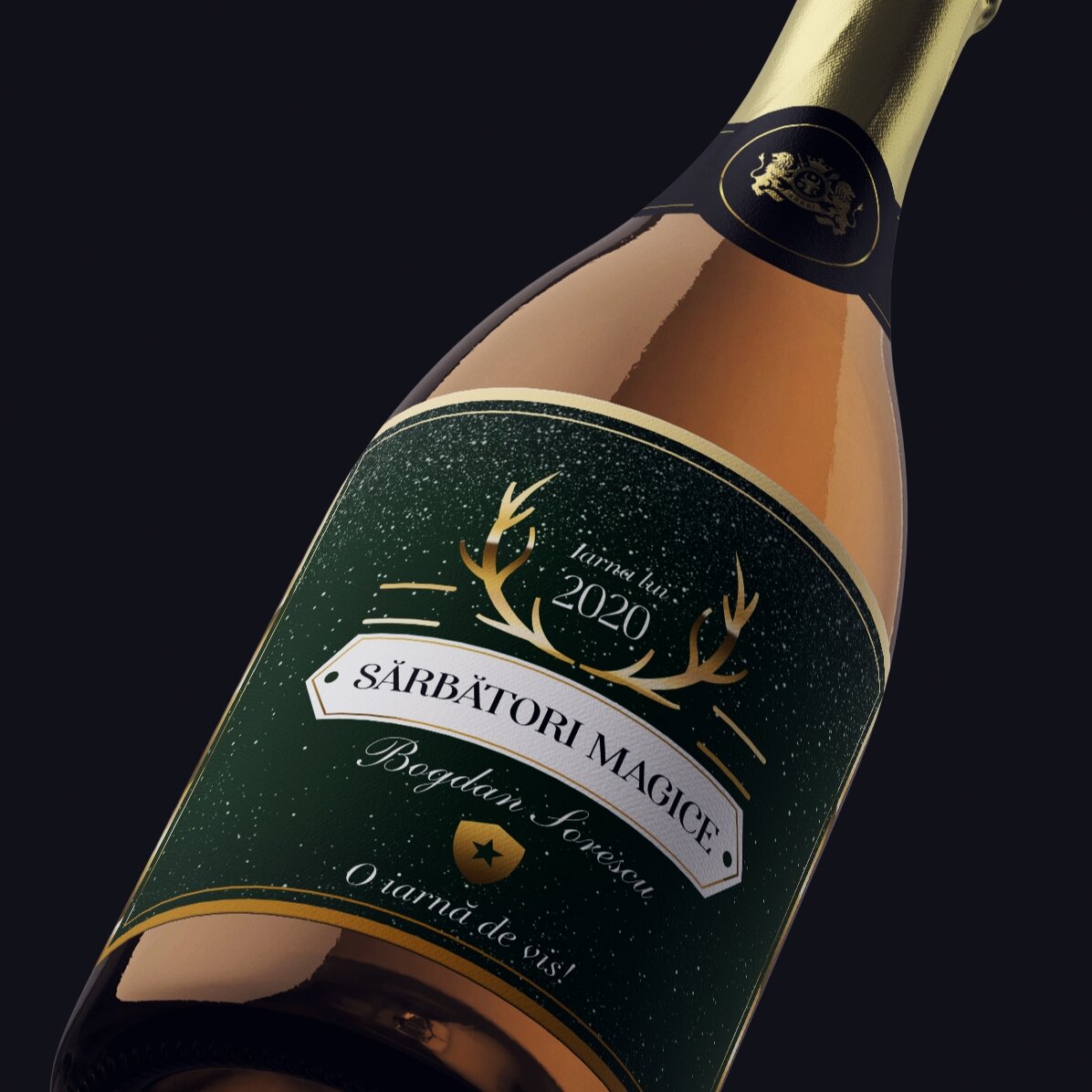 Spumante personalizzato con scritta - Golden Antlers