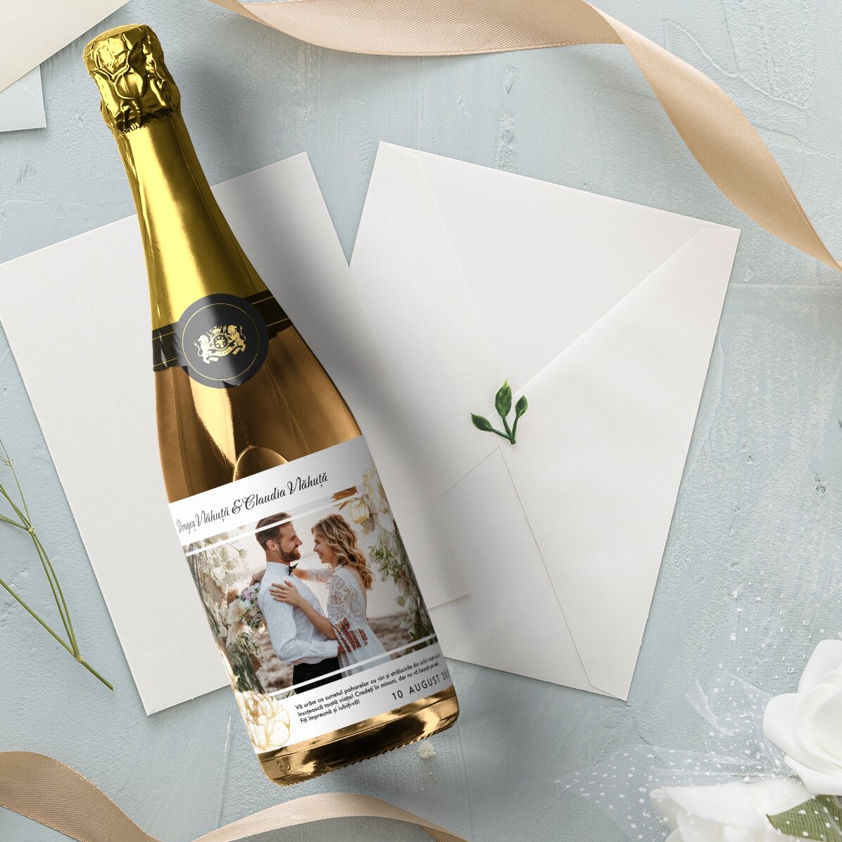 Spumante personalizzato con testo e foto - Auguri di nozze